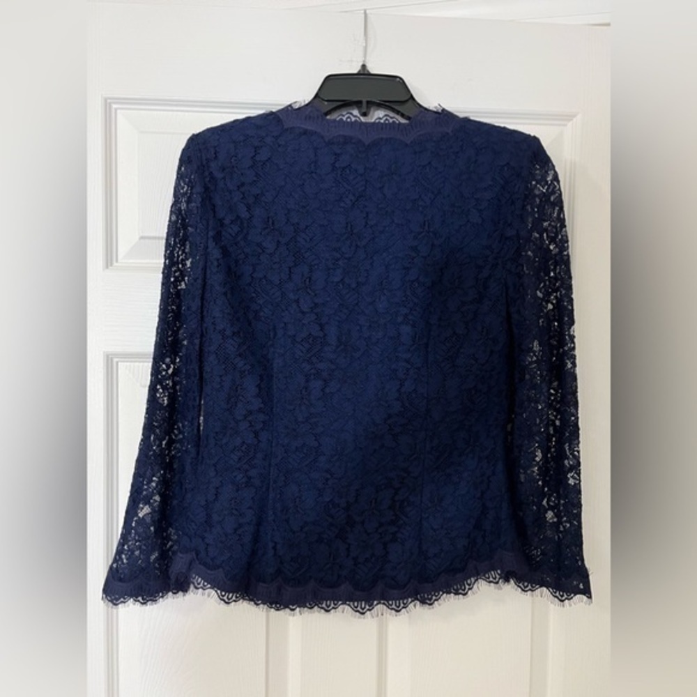 lace DVF Diane von Furstenberg jacket size 8 navy blue - Picture 3 of 12